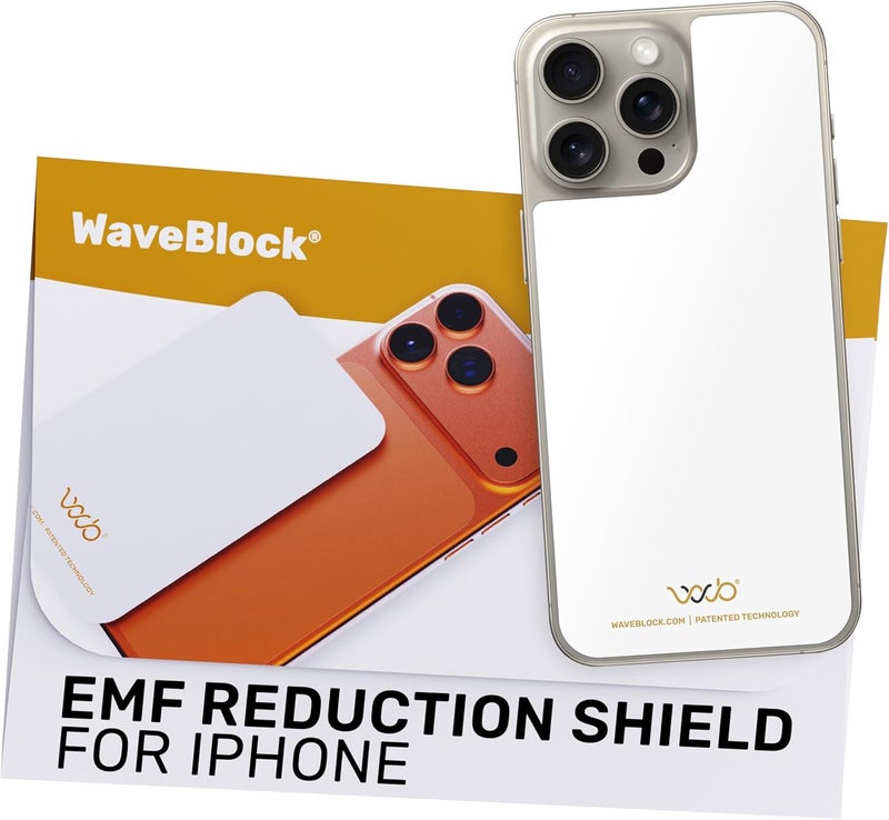 WAVEBLOCK EMF Blocker for Cell Phone - Made for iPhone 15/16 PRO MAX - The Only Patented, Real Scientifically Backed, Lab-Tested 5G-Shield Sticker to Protect You & Your Loved Ones - USA Made White - Image 1